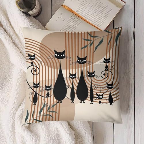 Vintage Black Cat Pillow Covers Mid Century Abstract Geometry Retro Rainbow Leaves Pattern Home Decor Sofa Bedroom Cushion Outdoor Indoor Decorations 16 "x16 - color: Butterfly-9, size: 16" x 16" (Pack of 2)