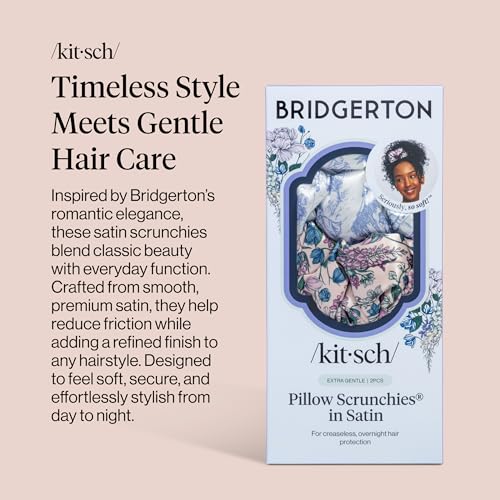 Bridgerton x Kitsch Satin Scrunchies for Women - Toile De Blue, 2pcs - color: Toile De Blue