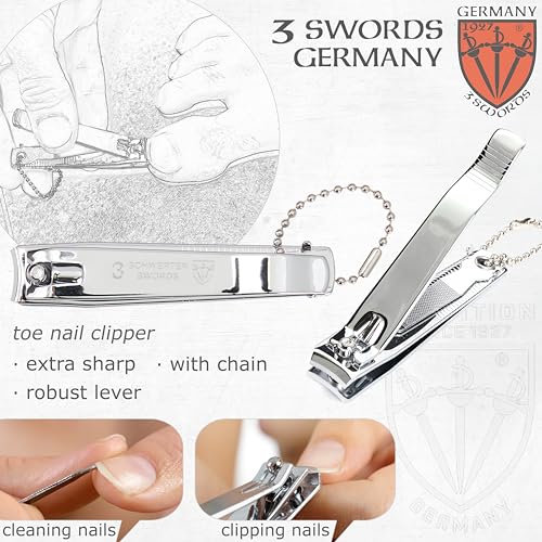 3 Swords Germany - Brand Quality 4 piece Manicure Pedicure Grooming kit Set for Professional Finger & Toe Nail Care Tweezers File Clipper Fashion Leather case in Gift Box, Made by 3 Swords (03621) - color: Camouflage / Army Look
