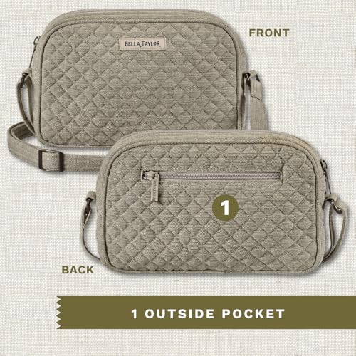 Bella Taylor Simple Crossbody, Quilted Handbag for Women - color: Khaki Chambray
