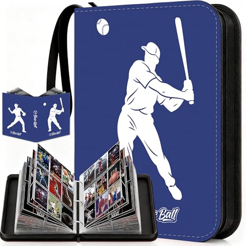 Baseball Card Binder, 900 Pockets, Protective Trading Card Album - color: Baseball-Blue, size: 900 Pockets