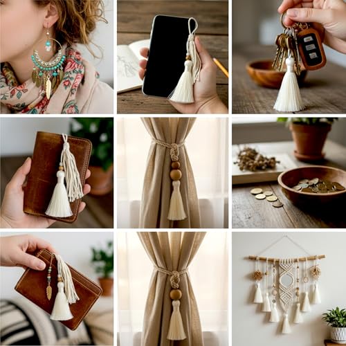 20Pcs 4.3 Inch Silky Mini Craft Tassels for Earrings, Souvenir(Cream) - color: Cream