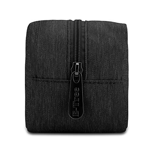 E-Tree Makeup Bag,Medium Travel Make up Pouch for Purse,Zipper Cosmetic Brush Skin Care Case for Women Man,Toiletry Bags,Tech Electronic Organizer,Small Canvas Storage for Personal Items,Black - color: Black, style: 7.8" X 3.9" X 3.9"