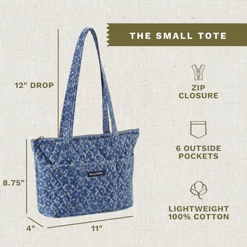 Bella Taylor Small Tote, Quilted Shoulder Bag for Women - color: Navy Floral