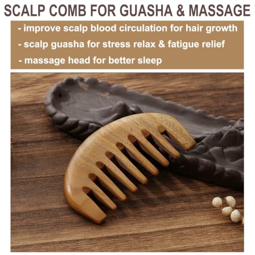 Wooden Comb, Wide Tooth Comb for Scalp Massage & Distribute Oils - style: Plain