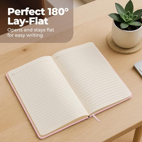 Lined Leather Bound Journal Notebook, A5 Hardcover Journals for Women Pink - color: Pink, size: A5 300 Pages