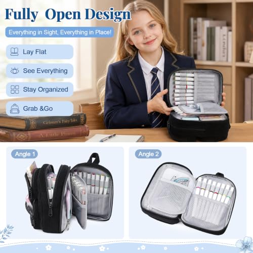 Cute Pencil Case, Soft Corduroy Pencil Pouch, Large Capacity Pencil Bag, Mini Backpack Aesthetic Pen Organizer for Stationery for Students Teen Girls Women, Black - color: Black
