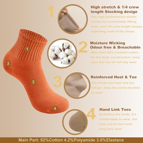 Women's Cotton Quarter Crew Socks - color: 06 Multicolor - 5 Pairs