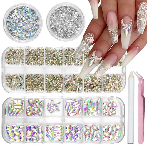 Champagne Nail Art Rhinestones Charms AB Crystals for Women - color: Colorful-17