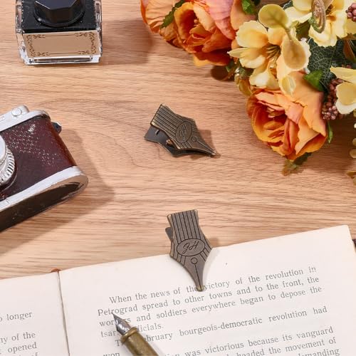 CRASPIRE 2Pcs Pen Nib Travelers Book Clips Vintage Metal Antique Bronze Journal Notebook Planner Holder Decorative Page Binder Clip for Tn Art Journaling Reading Photo Decoration Accessories - style: 2Pcs Pen Nib