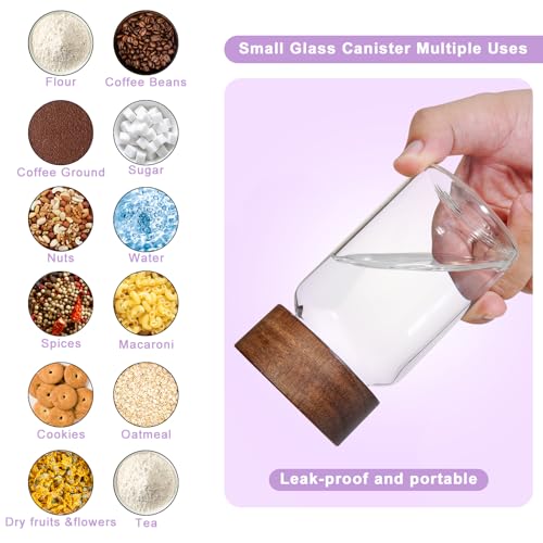 6 oz Glass Spice Jars Herb Seasoning Containers Small Glass mason Jars with Wooden Airtight Lids Food Storage Canister for Sugar Ground Kitchen Pantry Tea Coffee Bean Cookies Salt (6oz(177ml)*6 pack) - color: 6oz(177ml)*6 pack
