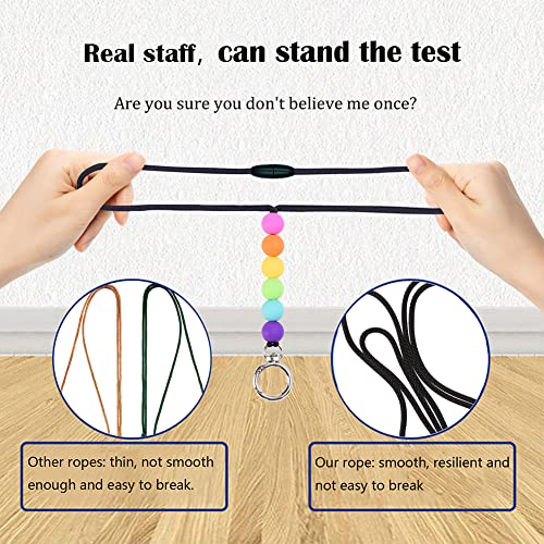 3PCS Teacher Lanyards for ID Badges and Keys, Cute Silicone Beaded Lanyard - color: 3pcs Silver-006