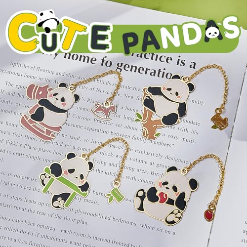 4 PCS Cute Panda Bookmarks, Metal Book Marks for Reading Women, Adults Teens Teacher, Book Lovers Gifts - style: Cute Panda