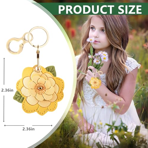 BORKUANA PU Leather Keychain holder Protective Case Compatible with AirTag - color: Camellia B