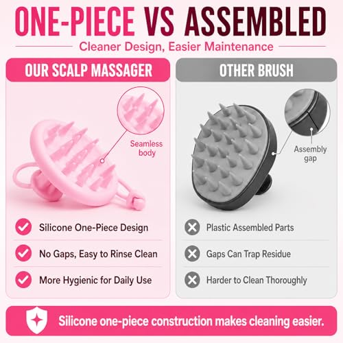 SEVENY Soft Silicone Shampoo Brush, Pink, Pack of 2 - color: Pink