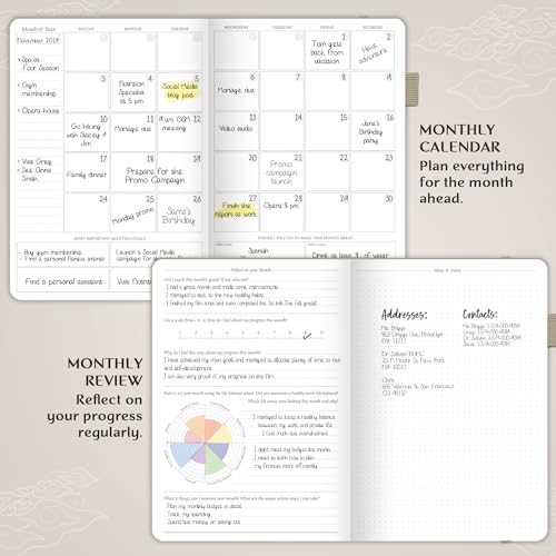 Legend Planner PRO Weekly & Monthly, Large Undated, 7”x10”, Seashell - color: Seashell + Gold Foil