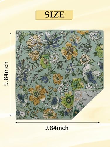 Luckyvestir Floral Pocket Squares for Men Cotton Flower Handkerchief Formal Wedding Party Graduation - color: Spring