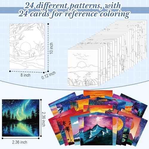 Sherr 24 Pcs Pre Drawn Canvas for Adult, Scenery, 8 x 10 Inch - size: 8 x 10 Inch, style: Scenery