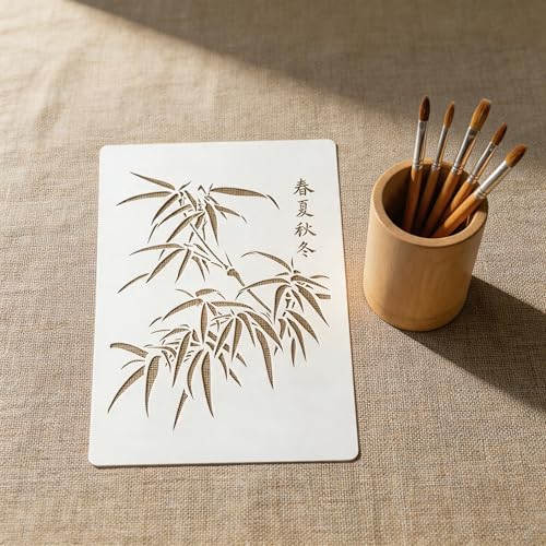 TIAMECH A4 Reusable Bamboo Stencil for Painting - style: Bamboo