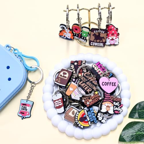 Cute Keychains Bulk, Keychain Charms Key Chain Trinkets Backpack Charms Accessories Keyring for Classroom Prizes - color: Coffee-30p
