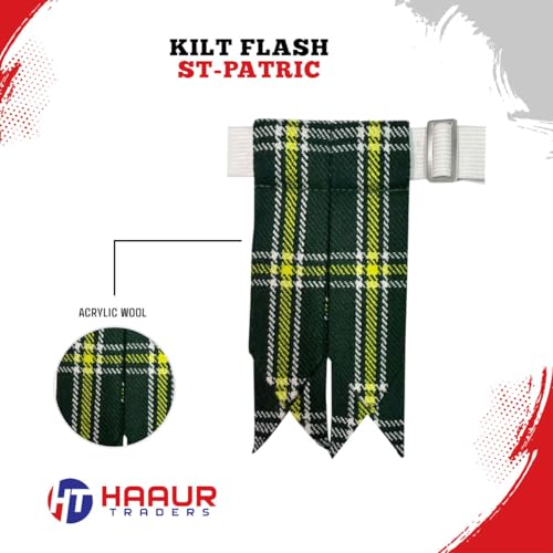 Men's Men's Tartans Kilt Flashes with Heavy Buckle Elastic Adjusters Fit - color: St Patrick
