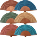 Blulu 6 Pack Silk Fans Handheld for Women Wood Frame,Colorful - color: Colorful