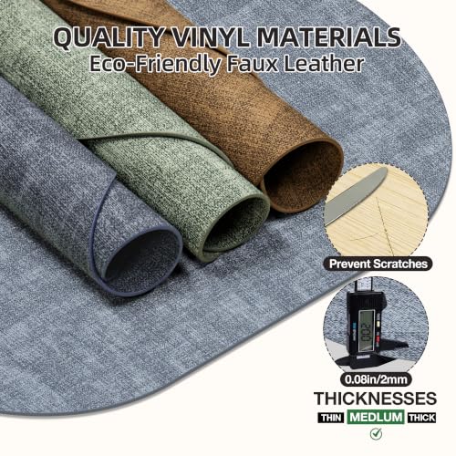 Placemats Set of 6, 17.7 x 11.8 Inch Oval Faux Leather Place Mats - color: R-blue