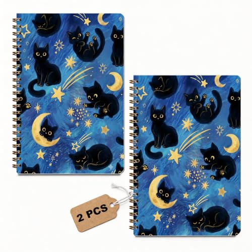 2 Pcs A5 Cute Cat Spiral Notebook, Blue Journaling Notebooks for Work - color: Multicolour 0213