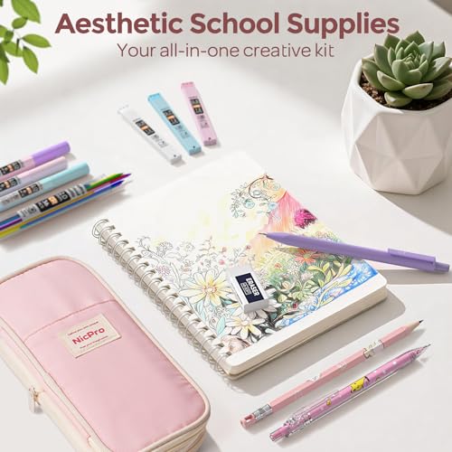 Nicpro 45PCS Mechanical Pencils with 462 Lead Refills (Pink) - size: 47 PCS