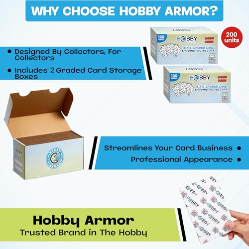 Hobby Armor Graded Trading Card Shipping Protector, 4x6 Cardboard, 200 Pack - color: 200 Pack - Vibrant