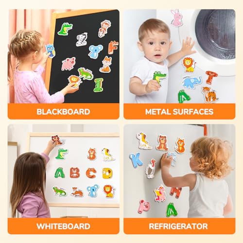 JoyCat Fridge Magnets for Toddlers, 26 Cute Animals & Uppercase Letters - style: Letters+Animals