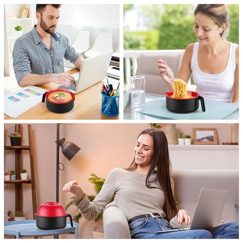 MEACOLIA Jumbo 50 oz Microwave Ramen Cooker Bowl - color: Red, size: 50 oz Ramen Bowl (Bowl Only)