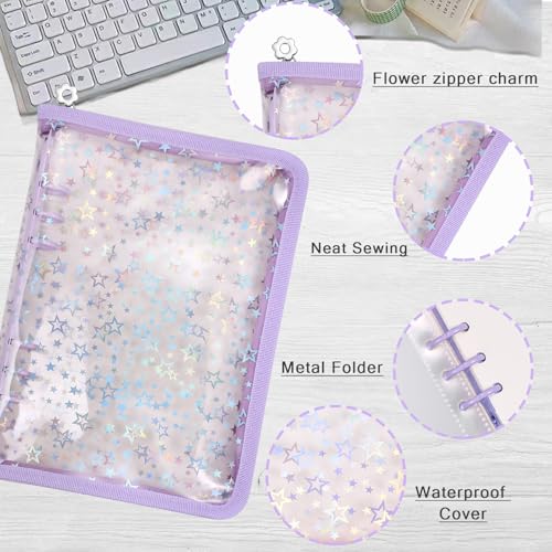 MUDOR 4 in 1 Sticker Storage Organizer Binder,Collecting Book Album Holder - color: Purple