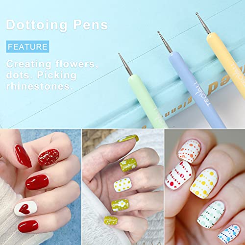 TEOYALL 6Pcs Nail Art Brushes, Gel Nail Polish Painting Liner and Dotting - color: Multicolor