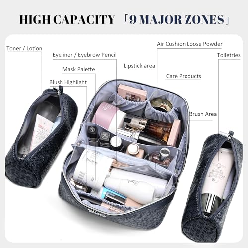 BOYATU Travel Makeup Bag for Women: Four Leaf Clover 3 Pcs Set Cosmetic Bag - color: M-07Blue