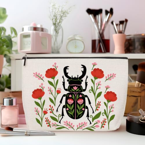 ZHAMEN Folk Art Beetle Makeup Bag Travel Organizer Pouch Cosmetic Bags 03 - color: Multicolor 1608