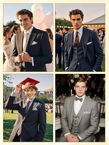 Luckyvestir Floral Pocket Squares for Men Cotton Flower Handkerchief Formal Wedding Party Graduation - color: White Pink