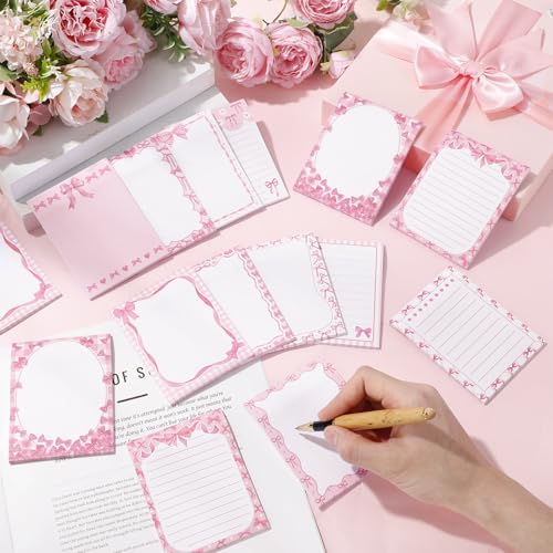 Gilprop 24 Pack Bee Sticky Notes 3x4 Inch, Honeybee Memo Pads, Pink Bow - style: Pink Bow