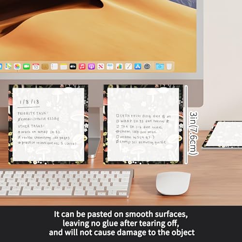 Sticky Notes 3x3 Inches, 2 Pads, Easy Post Cute Self-Stick Notes, Colorful Self Stick Notes Pads for Home Office Notebooks Accessories, Strong Adhesive Note Pad Forest Mushroom - color: Forest Mushroom