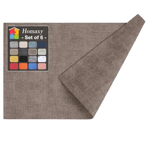Homaxy PU Faux Leather Placemats for Dining Table, Set of 6, Dark Brown - color: Dark Brown