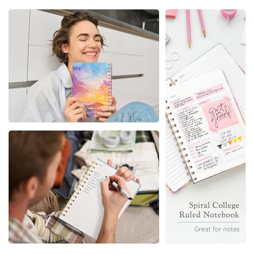 Lined Spiral Journal Notebook for Work A5, 160 Pages, Mountains and Sunrise - color: Mountains and the Sunrise