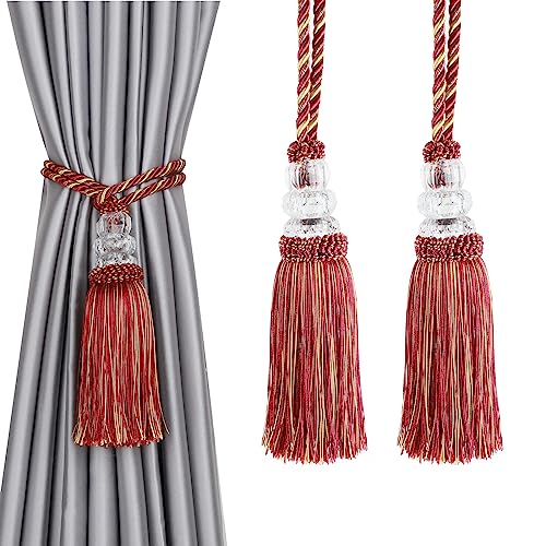 2 Pack Curtain Tiebacks with Tassel, Mix Red - color: Mix Red, size: 2