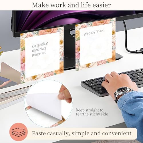 Sticky Notes 3x3 Inches, Cute Self-Stick Note Pads, Funny Memo Pads, Easy to Post Sticky Notes for Office, Home & Notebook Soft Flower Bouquet - color: Soft Flower Bouquet