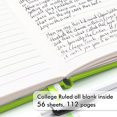 feela 3 Pack Pocket Small Notebook Journals, Mini Cute Memo Notepad Hardcover College Ruled Lined Journals with Pen Holder for Women Girls Office School, with 3 Black Pens, 3.5”x 5.5”, A6, Green - color: 3 Green