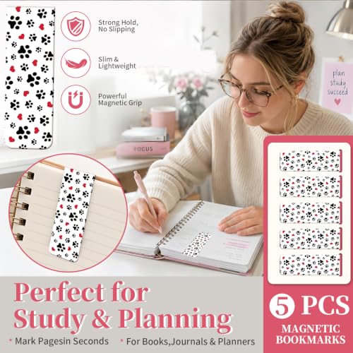 5 Pieces Magnetic Bookmarks, Cute Magnet Bookmark Clips, Colorful Page Markers for Books, Reading Supplies for Book Lovers, Women and Men Cute Dog Paws - color: Cute Dog Paws