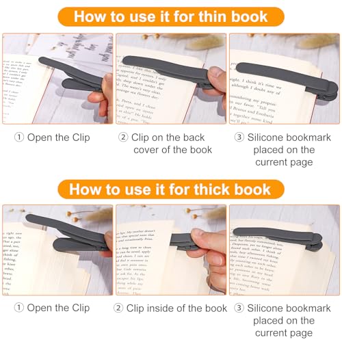 12Pcs Automatic Bookmark, Silicone Smart Book Marks for Reading Women, Men, Kids, Book Markers Clip Reading Accessories Gifts for Book Lovers (2 Dark Grey+2 Light Grey+2 Beige+Colorful 6pcs) - color: 2 Dark Grey+2 Light Grey+2 Beige+colorful 6pcs