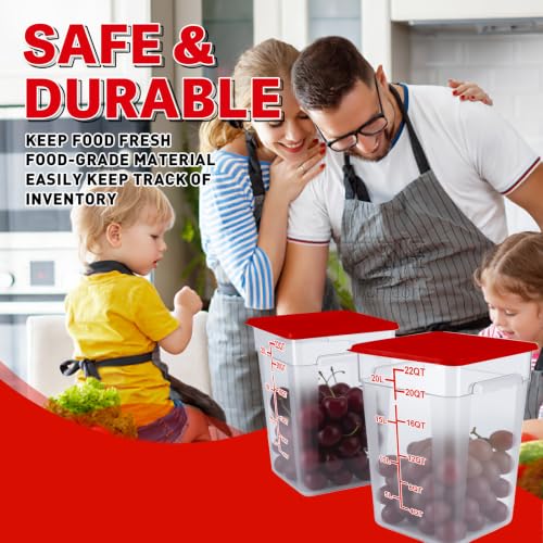 2 Pack Square Food Storage Container With Lid,12-22 Quart Commercial Storage Box With Scale & Handle,Cake Making,Dough Marinating Meat,Kitchen Supplies (Polycarbonate, 22 Quart) - color: Polycarbonate, size: Square-22 Quart