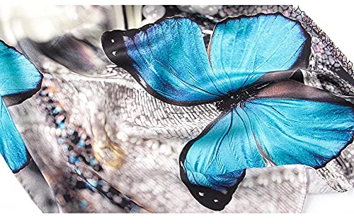 ANDANTINO 100% Silk Long Scarf-Women Large Oblong Shawls with Gift Packed - color: Blue Butterflies