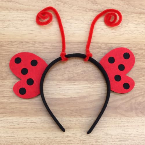 Ladybug Headband with Pipe Cleaner Antennae - color: Ladybug with Wing