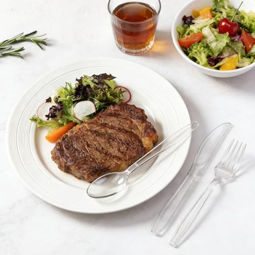 550 Count Plastic Silverware Heavy Duty, 200 Forks, 200 Spoons, 150 Knives - size: 550 Combo Set(Spoons+Forks+Knives)
